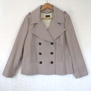J.Crew Womens‎ Taupe 100% Wool Thinsulate Pea Coat Jacket Size 12 17849 HO 09